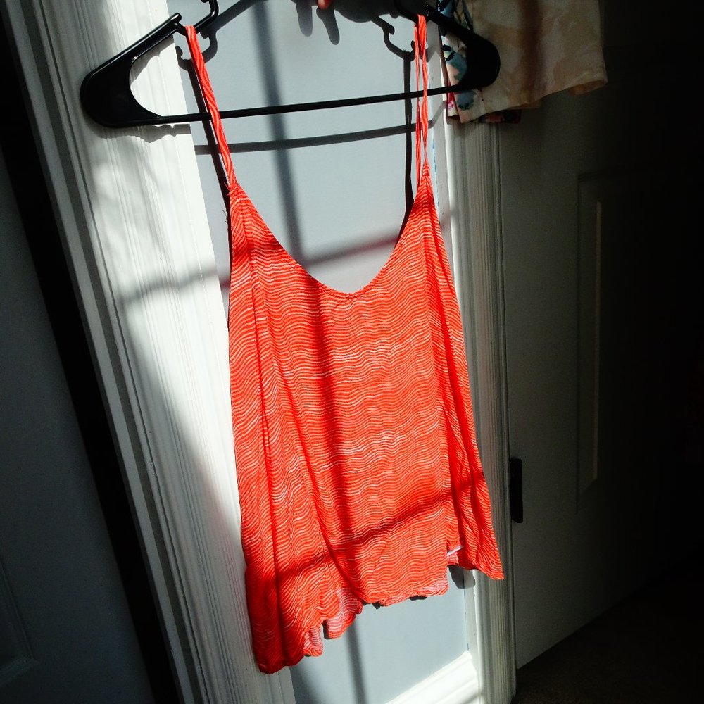 orange spaghetti strap open back top